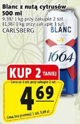 Piwo Blanc z nutą cytrusów 500ml CARLSBERG promocja w Prim Market