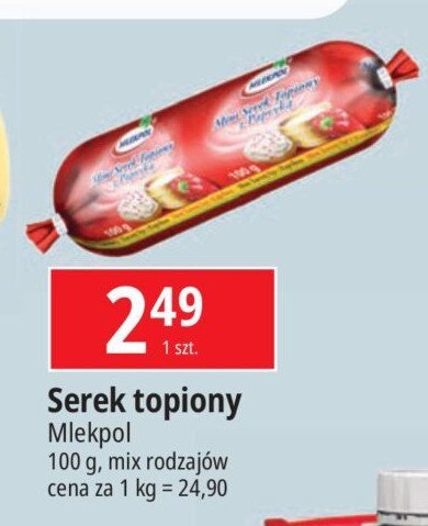 Mini serek topiony z papryką pałka Mlekpol promocja w Leclerc