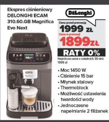 Ekspres ciśnieniowy ECAM 310.60.GB Magnifica Evo Next promocja w NEONET