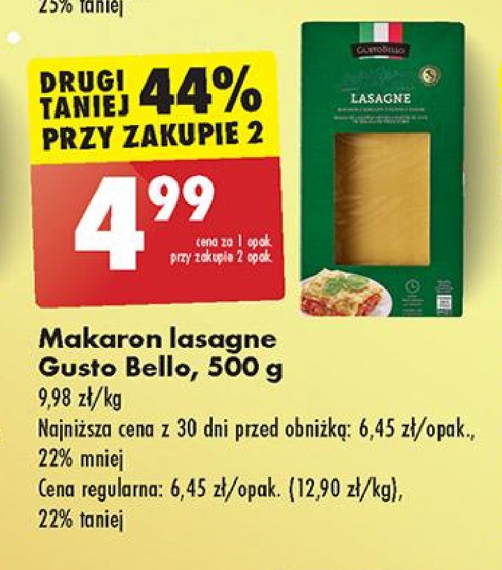 Makaron lasagne Gustobello promocja