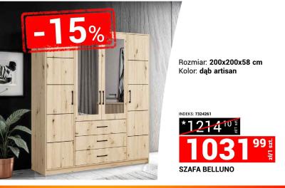 Szafa BELLUNO dąb artisan 200x200x58 cm promocja w Merkury Market