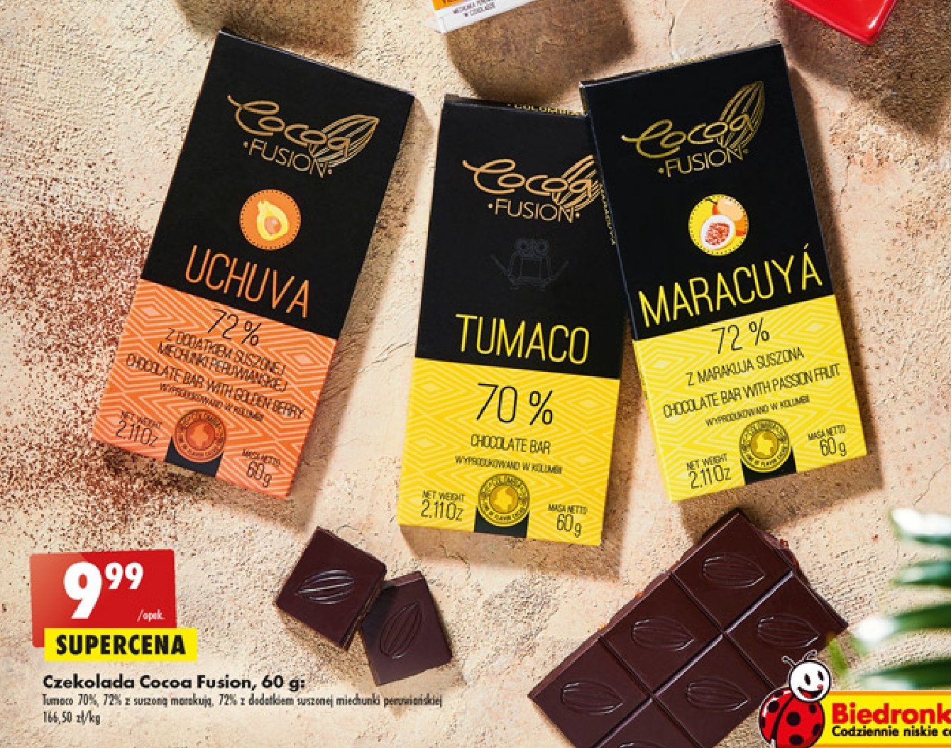 Czekolada maracuya 72% z marakują suszoną Cocoa fusion promocja