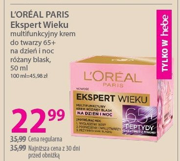 Krem do twarzy na dzień i noc L'oreal ekspert wieku 65+ promocja w Hebe