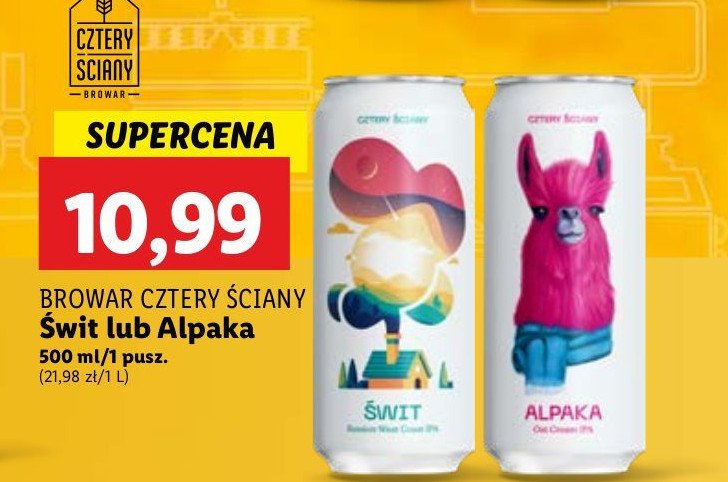 Piwo Browar cztery ściany alpaka promocja w Lidl