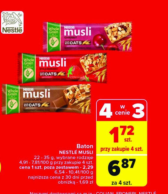 Baton wiśniowy Nestle musli promocja