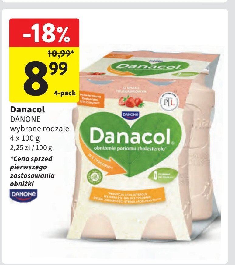 Jogurt truskawka DANONE DANACOL promocja