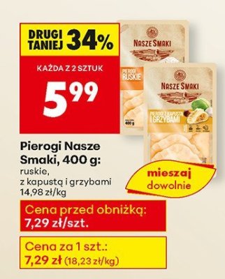 Pierogi ruskie Nasze Smaki, 400 g promocja w Biedronka