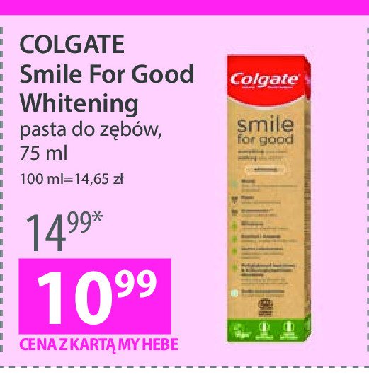 Pasta do zębów whitening Colgate smile for good promocja