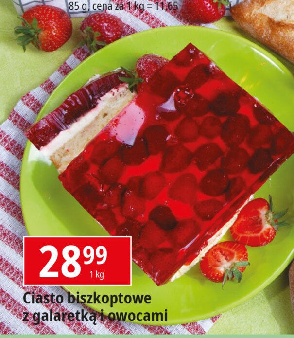 Ciasto biszkoptowe z truskawkami i galaretką promocja