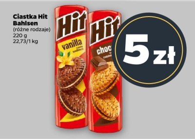 Ciastka Hit różne rodzaje Bahlsen promocja w Netto
