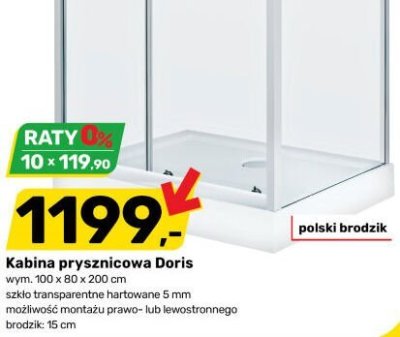 Kabina prysznicowa Doris 100 x 80 x 200 cm Bricomarche promocja w Bricomarche