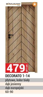 Drzwi DECORATO 1-14 płytowe, kolor biały dąb jesienny dąb europejski 60-90 promocja w Merkury Market