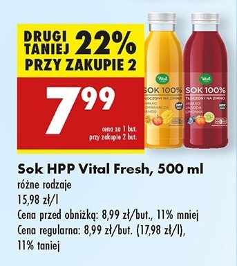 Sok jabłko-pomarańcza-mango Vital fresh promocja w Biedronka