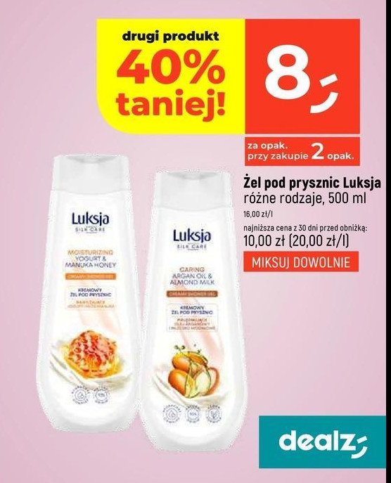 Żel pod prysznic olej arganowy Luksja silk care promocja