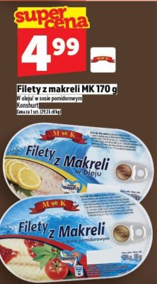 Filety z makreli MK 170 g w oleju w sosie pomidorowym promocja w TOPAZ