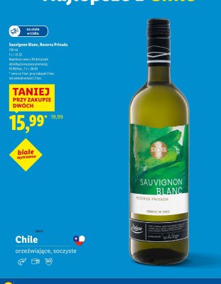 Wino Sauvignon Blanc, Reserva Privada białe wytrawne 750ml Lidl promocja w Lidl