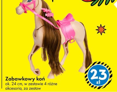 Zabawkowy koń ok. 24 cm, w zestawie 4 różne akcesoria promocja w Tedi