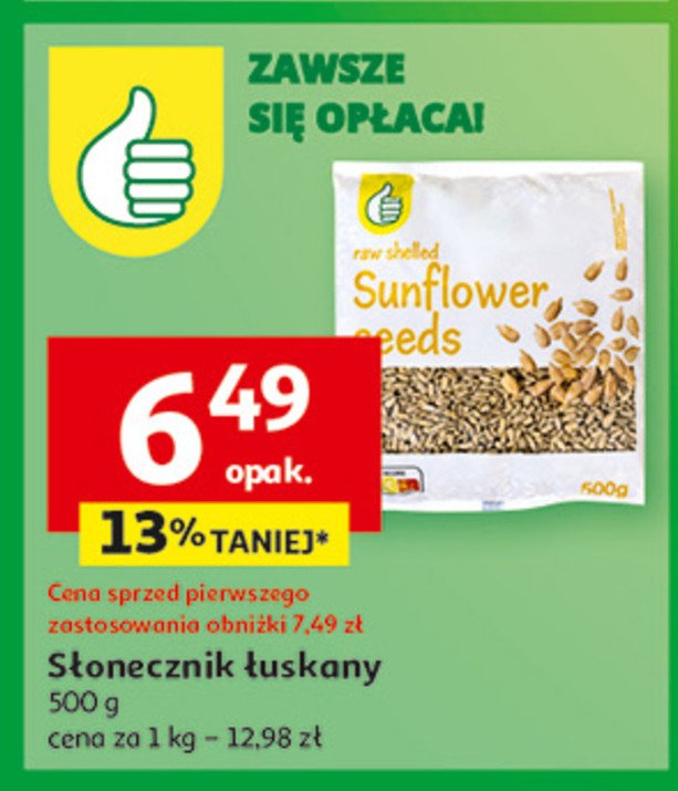 Słonecznik łuskany Podniesiony kciuk promocja w Auchan