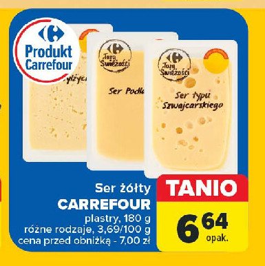 Ser typu szwajcarskiego plastry Carrefour targ świeżości promocja w Carrefour Market