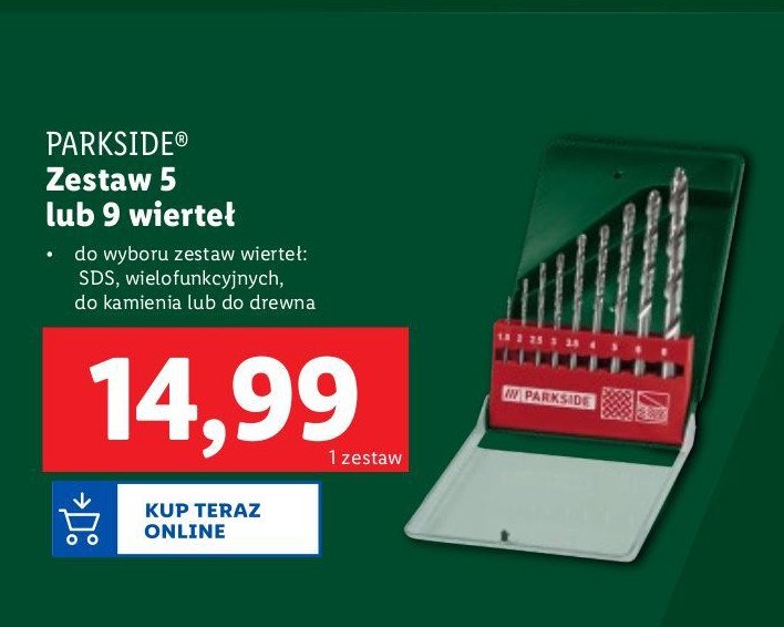 Zestaw wierteł udarowych sds 60 cm Parkside promocja