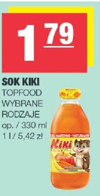 Sok Kiki Topfood wybrane rodzaje promocja w SPAR