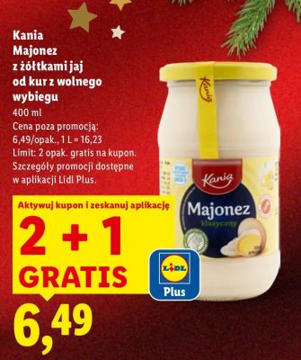 Majonez z żółtkami jaj od kur z wolnego wybiegu Kania promocja w Lidl