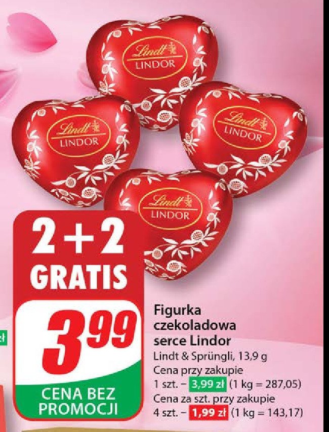 Serce czekoladowe Lindt lindor promocja w Dino