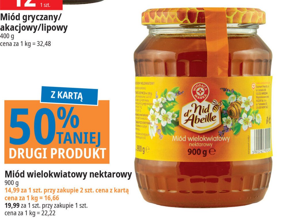 Miód wielokwiatowy Wiodąca marka nid d'abeille promocja w Leclerc