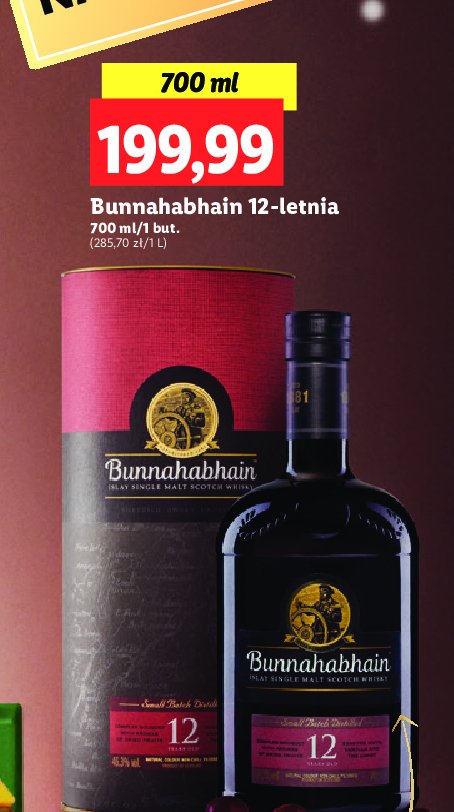 Whisky karton BUNNAHABHAIN 12YO promocja