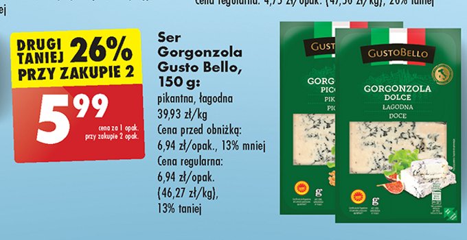 Gorgonzola łagodna Gustobello promocja