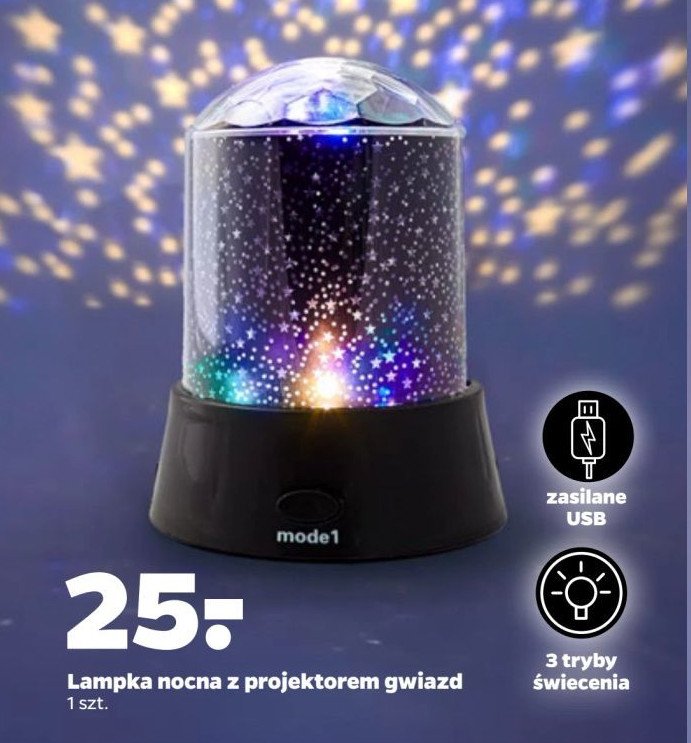 Lampka nocna z projektorem promocja w Netto