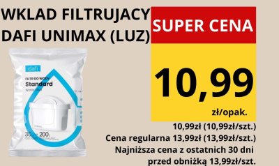 Wkład filtrujący Dafi Unimax (luz) promocja w Supeco