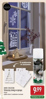 Sztuczny śnieg w sprayu HOME CREATION promocja w Aldi