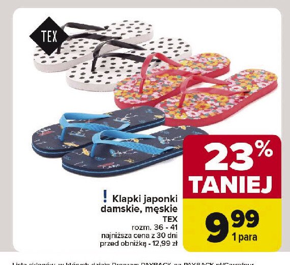 Japonki damskie rozm. 36-41 cm Tex promocja w Kaufland