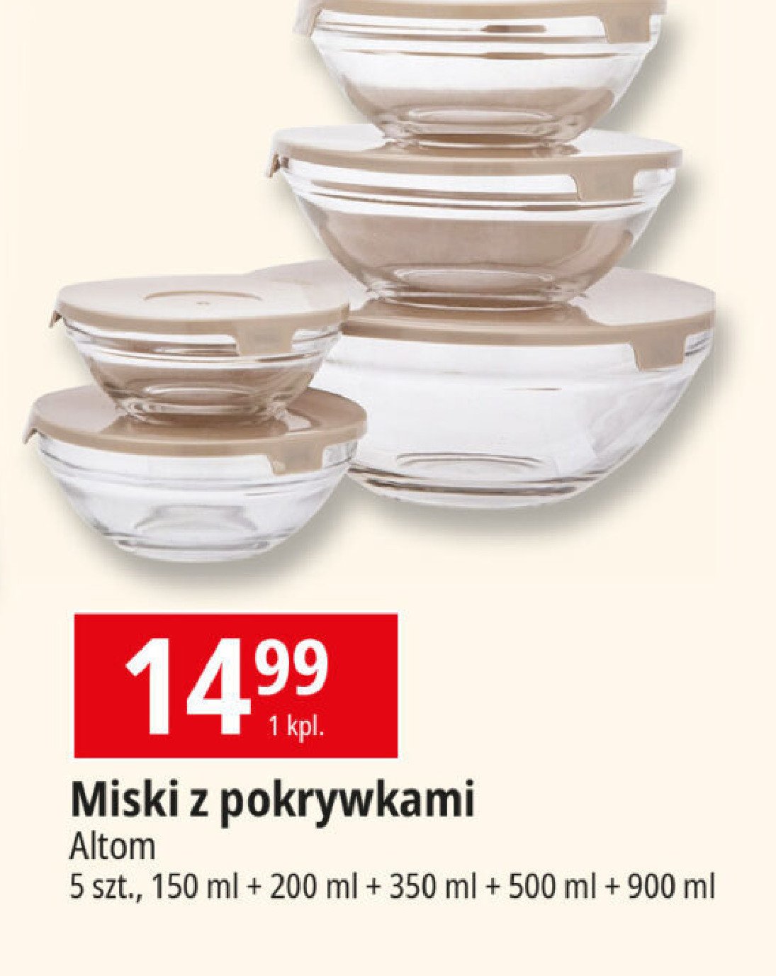 Komplet misek z pokrywkami Altom promocja