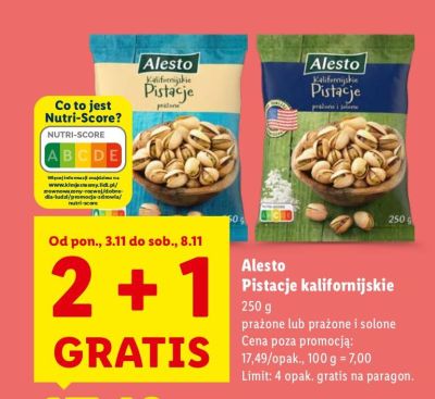 Pistacje kalifornijskie prażone  promocja w Lidl