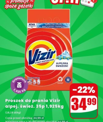 Proszek do prania Vizir Alpejska Świeżość 1,925kg promocja w Dino