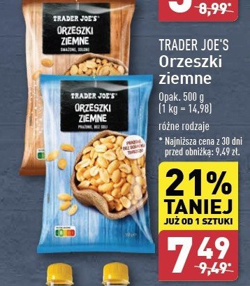 Orzeszki ziemne solone Trader joe's promocja w Aldi