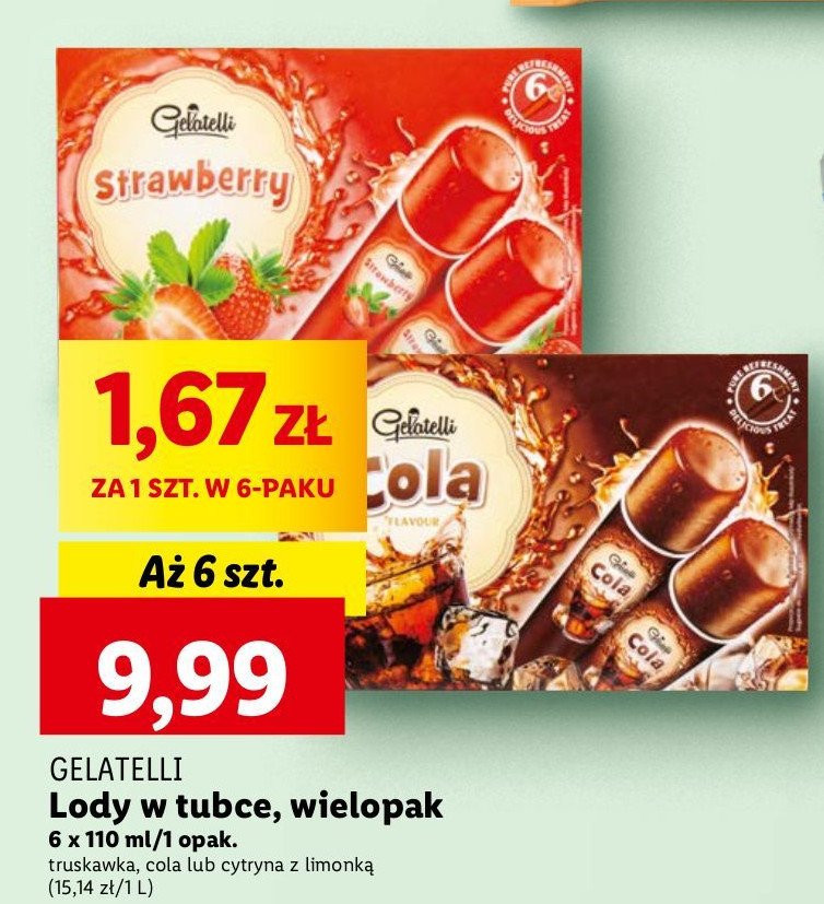 Lody wodne strawberry Gelatelli promocja