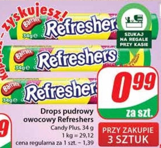 Cukierki pudrowe refreshers Barratt promocja