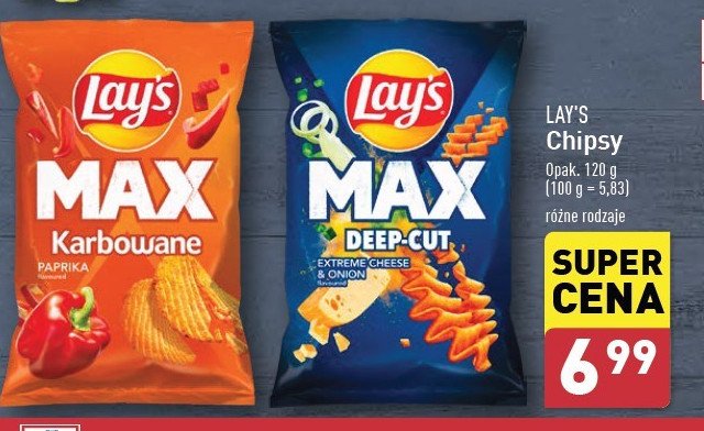 Chipsy ser & zielona cebulka Lay's maxx mocno pogięte Frito lay lay's promocja