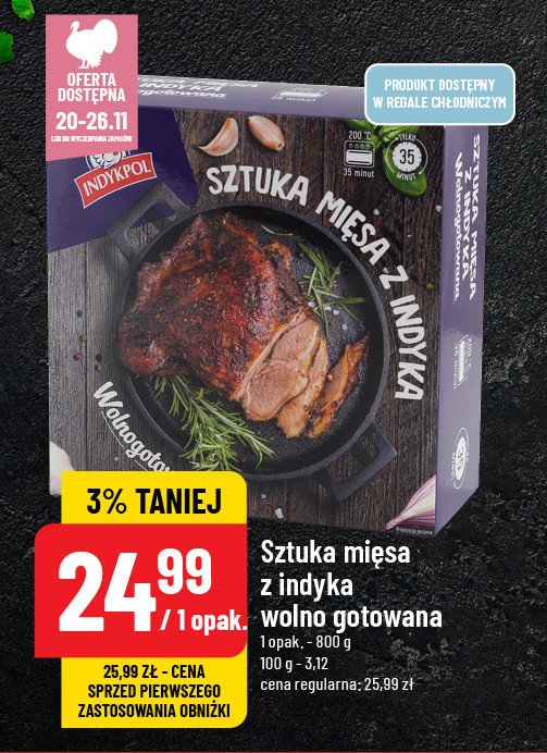 Sztuka mięsa z indyka wolno gotowana Indykpol promocja w POLOmarket