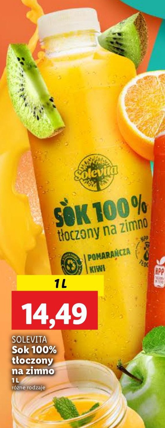 Sok 100% tłoczony pomarańcza-kiwi Solevita promocja w Lidl