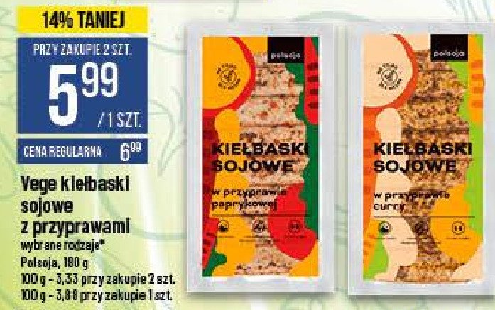 Kie艂baski sojowe w przyprawie paprykowej Polsoja promocja
