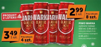 Piwo Warka Classic 1478 wybrane rodzaje 500 ml promocja w ABC