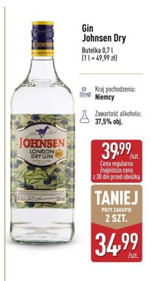 Gin Johnsen Dry promocja w Aldi