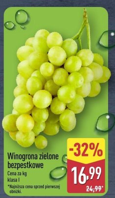 Winogrona zielone bezpestkowe promocja w Aldi