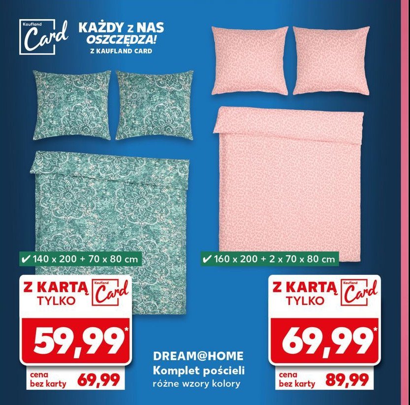 Komplet pościeli dwustronnej renforce 140 x 200 + 2x 70 x 80 cm Dream@home promocja w Kaufland