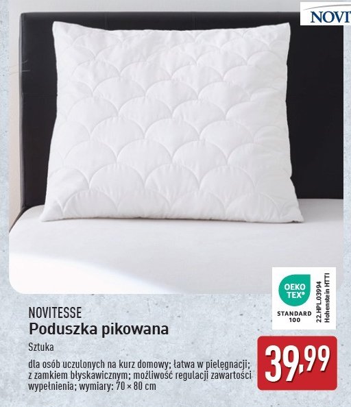 Poduszka pikowana 70 x 80 cm Novitesse promocja w Aldi