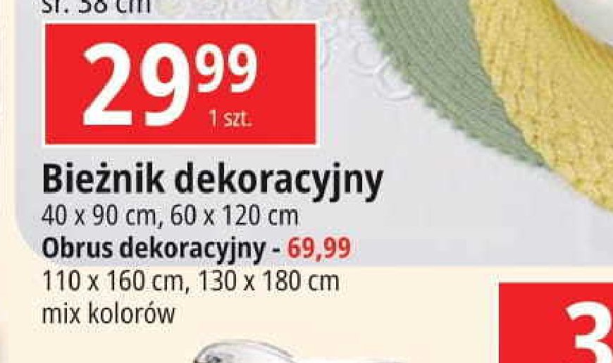 Bieżnik dekoracyjny 40 x 90 cm promocja